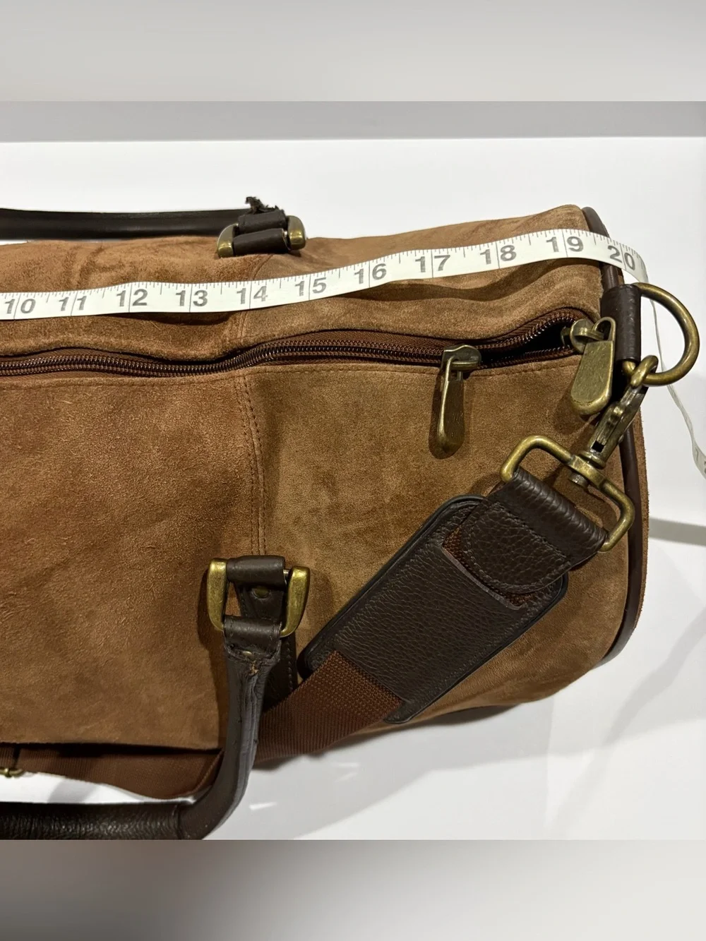 Marlboro Vintage Leather Suede Grit Weekender Duffel Bag Brown large